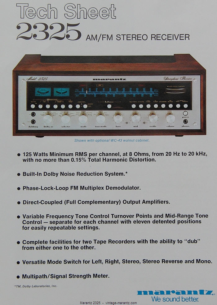 Marantz 2325 Specifications