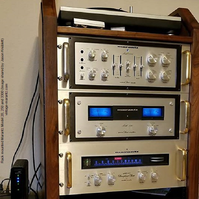 Rack mounted Marantz Model 20, 250 and 3300 (Image shared by Jason Knoblett)   
vintage-marantz.com