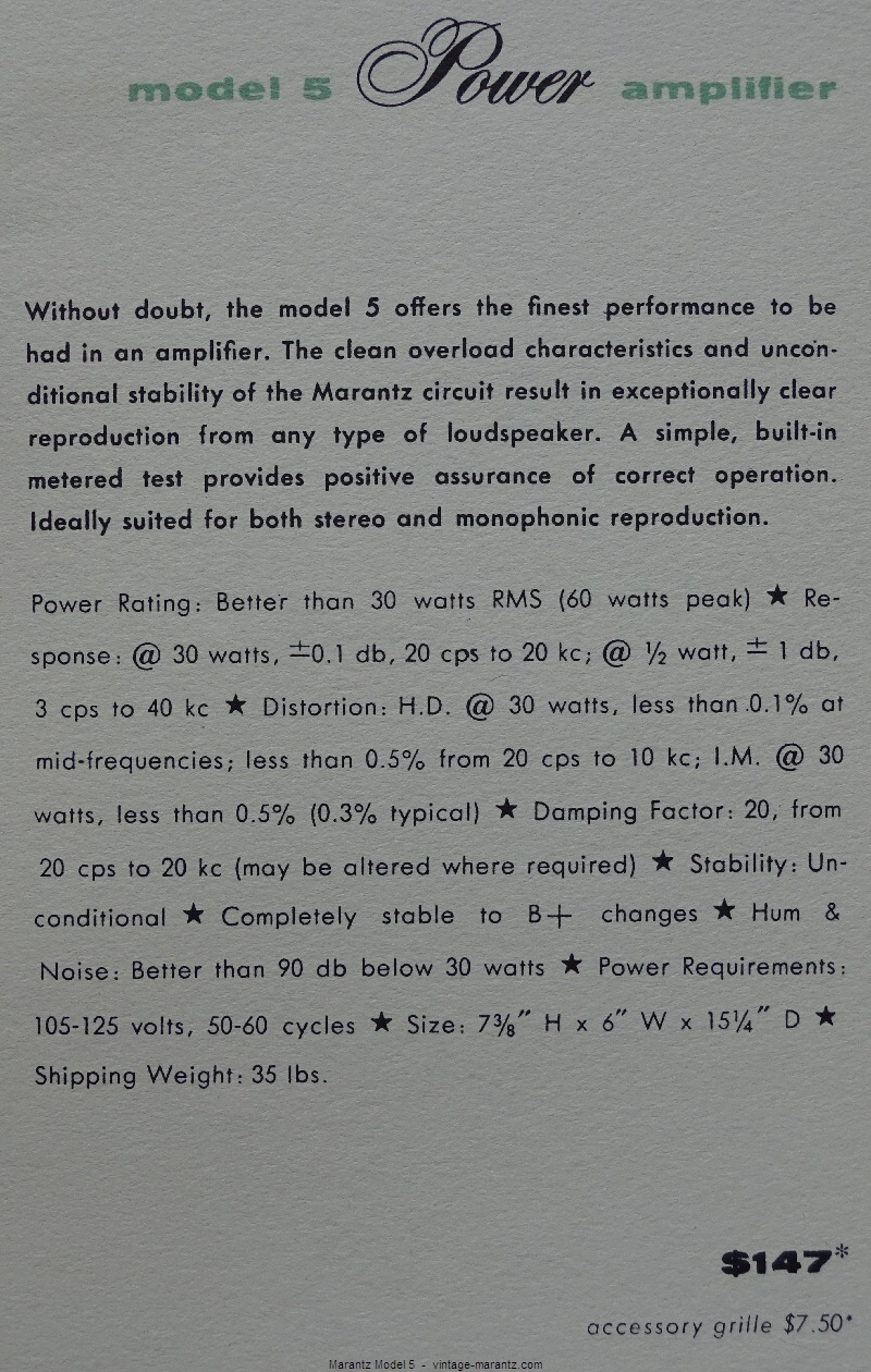 Marantz Model 5  -  vintage-marantz.com