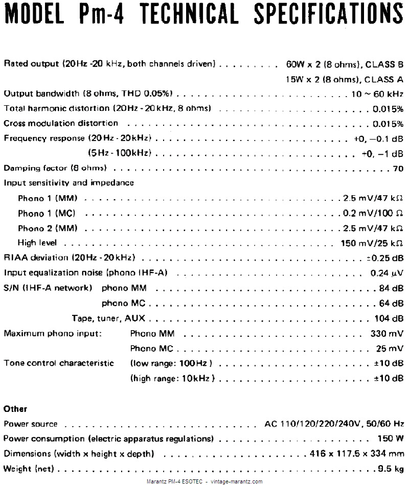 Marantz PM-4 ESOTEC  -  vintage-marantz.com