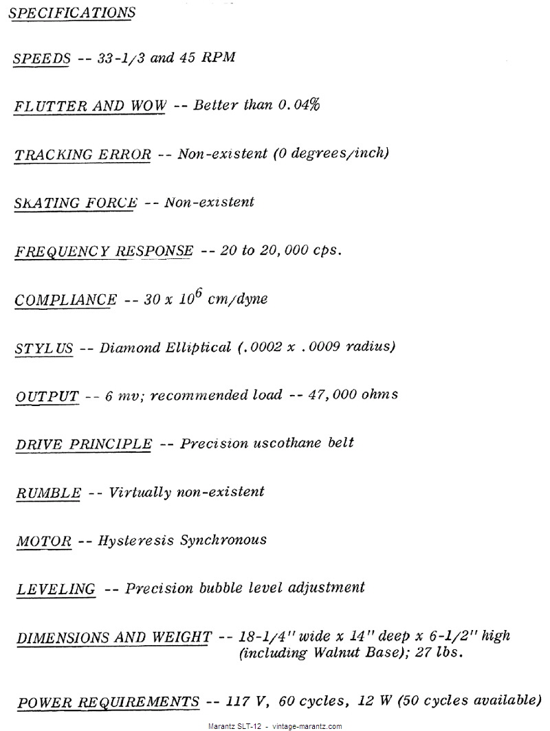 Marantz SLT-12  -  vintage-marantz.com