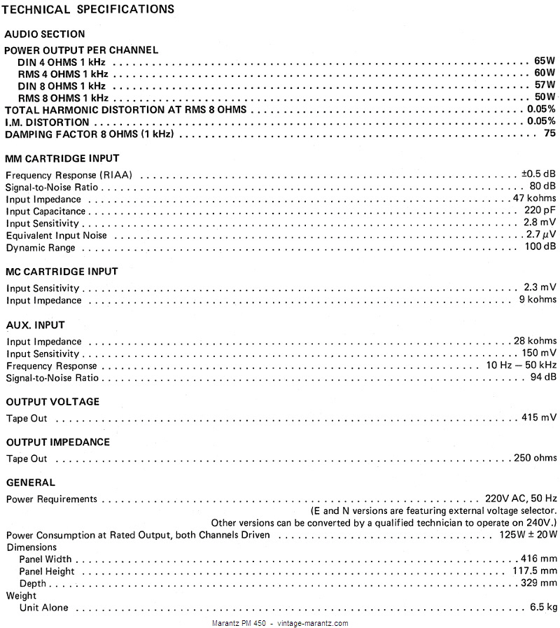 Marantz PM 450  -  vintage-marantz.com