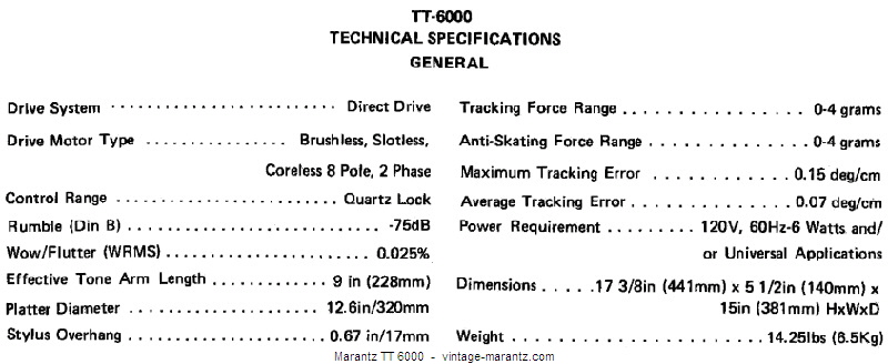 Marantz TT 6000  -  vintage-marantz.com