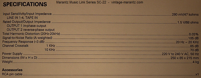 Marantz Music Link Series SC-22  -  vintage-marantz.com